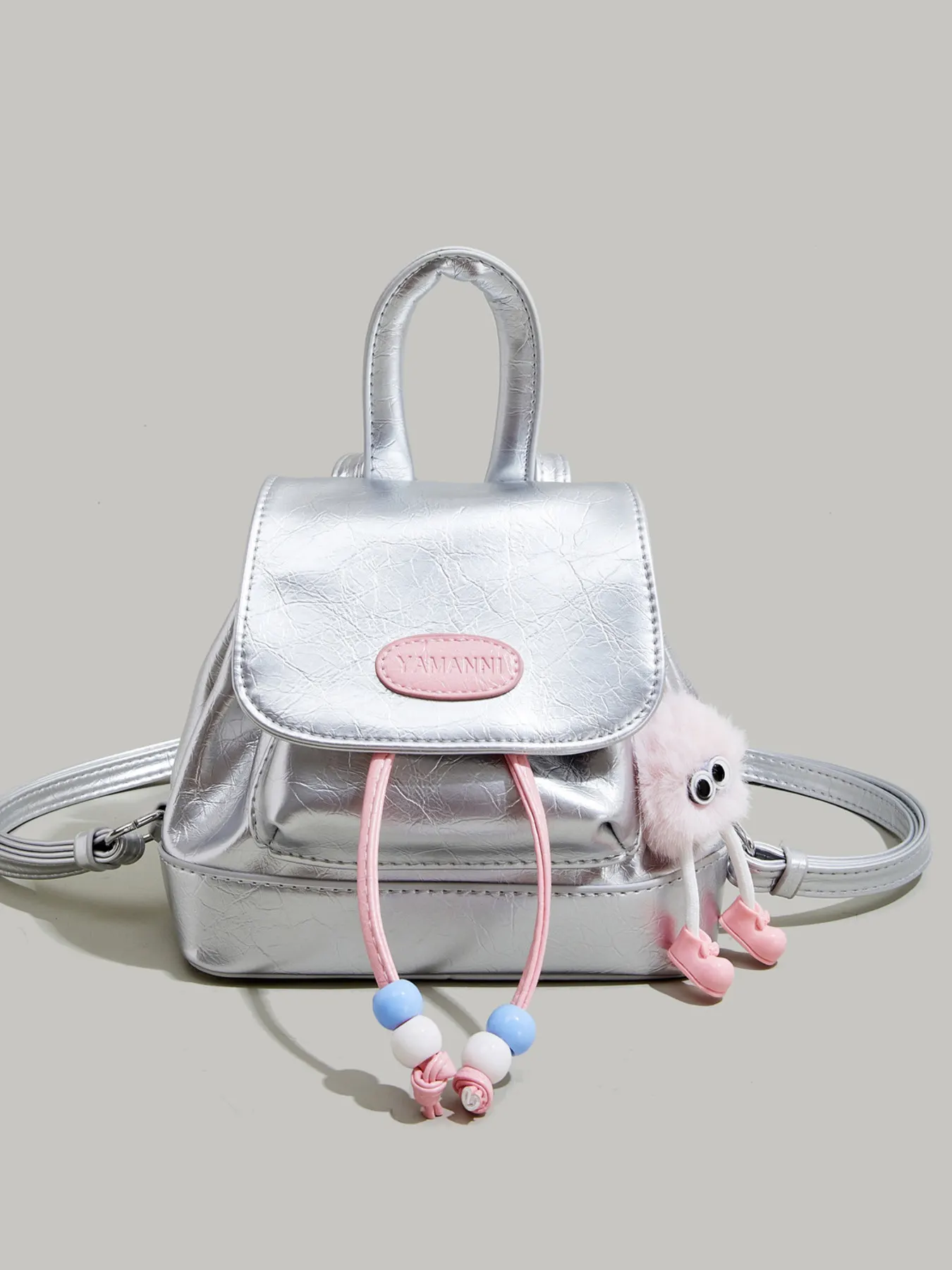 Lightweight Contrast Backpack Bag - Silver
