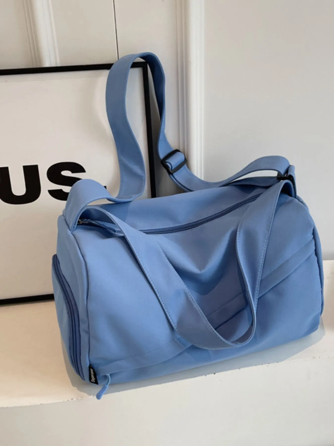 Lightweight Travel Duffel Bag with Shoulder Strap - Blue