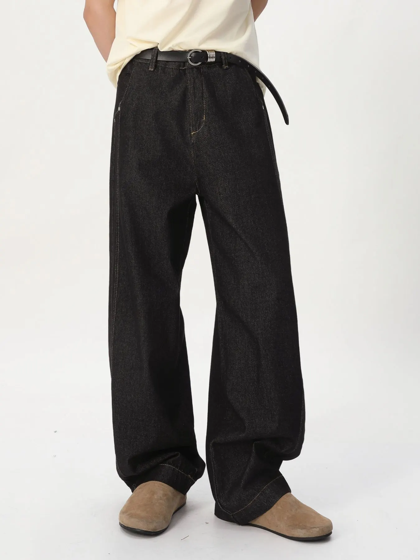 Men's Wide-Leg Jeans - Denim Black