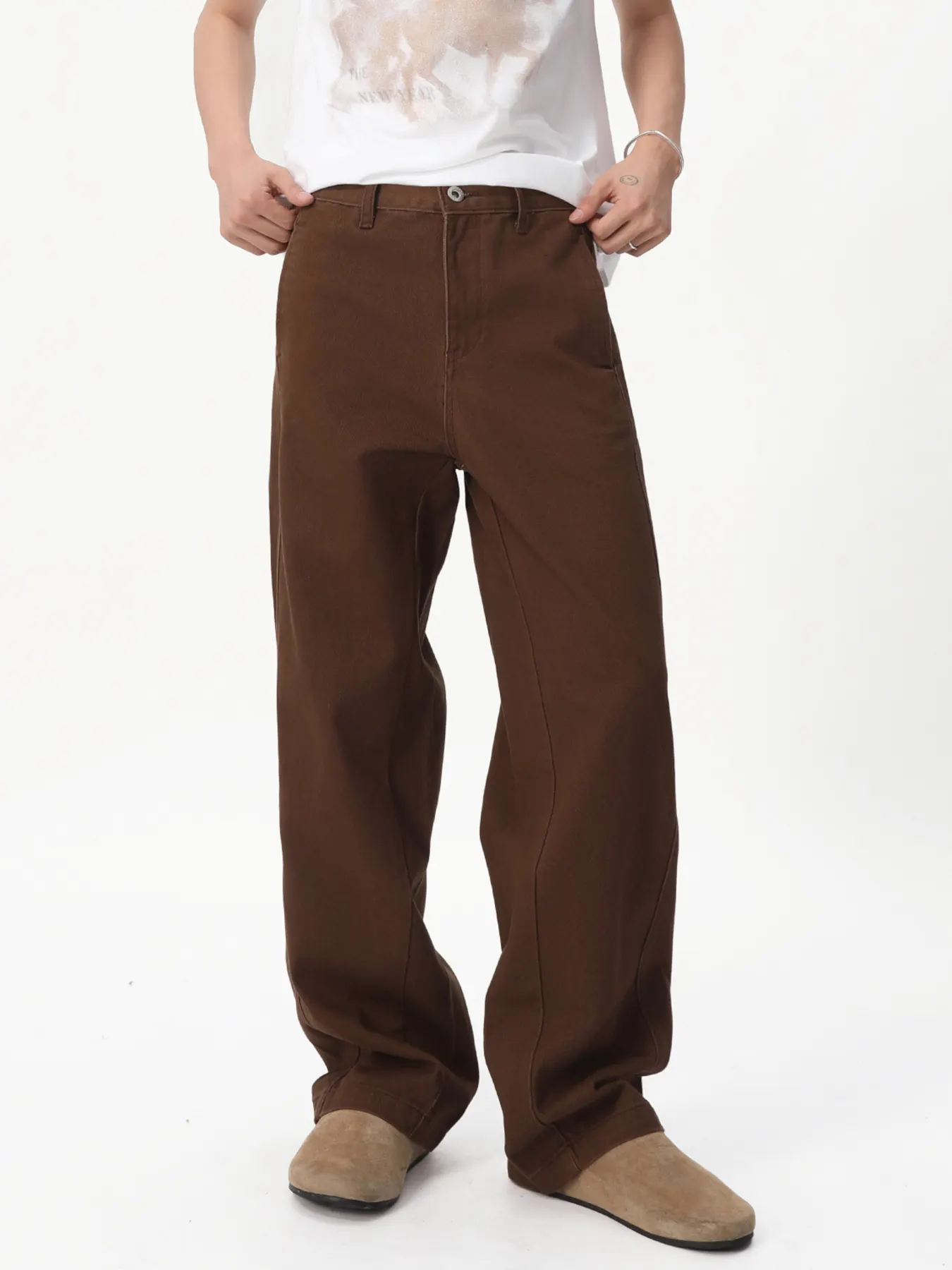 Men's Vintage Wide Leg Jeans - Brown